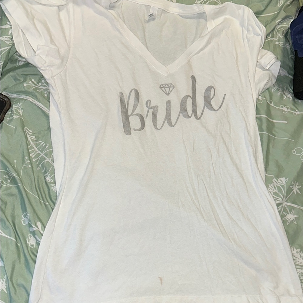 White 'Bride' V-Neck T-Shirt